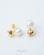 Jasmine Bloom Freshwater Pearl Stud Earrings | 10mm Premium Pearl | 18K Gold Color Finish