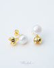 Jasmine Bloom Freshwater Pearl Stud Earrings | 10mm Premium Pearl | 18K Gold Color Finish