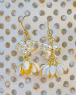 Jasmine Flower Dangle Earrings with Genuine Pearls
