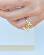 Jasmine Flower Ring with Pearl and Genuine Stones