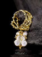 แหวนดอกรัก แบบจี้ชาร์ม ดอกรัก ห้อยน่ารักๆ พร้อม มุกแท้ จิ้วๆ