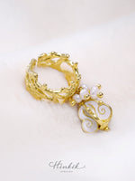 แหวนดอกรัก แบบจี้ชาร์ม ดอกรัก ห้อยน่ารักๆ พร้อม มุกแท้ จิ้วๆ