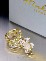 แหวนดอกรัก แบบจี้ชาร์ม ดอกรัก ห้อยน่ารักๆ พร้อม มุกแท้ จิ้วๆ