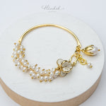 Flower Crown Garland Half Bangle Bracelet Beaded with Freshwater Pearls