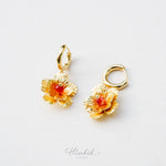 Golden-Tone Double Desert Rose Earrings with Carnelian