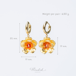 Golden-Tone Double Desert Rose Earrings with Carnelian