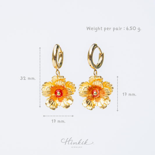 Golden-Tone Double Desert Rose Earrings with Carnelian