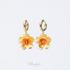 Golden-Tone Double Desert Rose Earrings with Carnelian