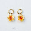 Golden-Tone Double Desert Rose Earrings with Carnelian