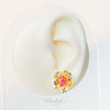 Golden-Tone Double Desert Rose Earrings with Carnelian