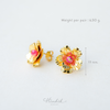 Golden-Tone Double Desert Rose Earrings with Carnelian