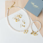 Jasmine Pearl Necklace – White Enamel Flower