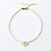 Jasmine Pearl Necklace – White Enamel Flower