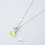 Sterling Silver Necklace with Lemon Chalcedony Drop & Silver Flower