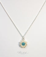 Blooming Lotus Necklace – Sterling Silver 925 with Moonstone / Aquamarine