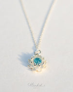Blooming Lotus Necklace – Sterling Silver 925 with Moonstone / Aquamarine