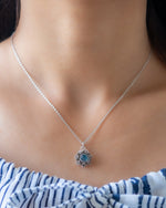 Blooming Lotus Necklace – Sterling Silver 925 with Moonstone / Aquamarine