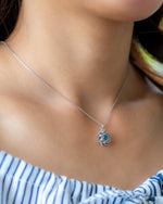 Blooming Lotus Necklace – Sterling Silver 925 with Moonstone / Aquamarine