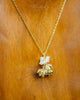 Pikul Flower Pendant Necklace with Authentic Moonstone, Gold-Plated Stainless Steel, Minimalist Auspicious Jewelry (For Work / Events / Gifts)