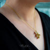 Pikul Flower Pendant Necklace with Authentic Moonstone, Gold-Plated Stainless Steel, Minimalist Auspicious Jewelry (For Work / Events / Gifts)
