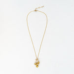 Pikul Flower Pendant Necklace with Authentic Moonstone, Gold-Plated Stainless Steel, Minimalist Auspicious Jewelry (For Work / Events / Gifts)