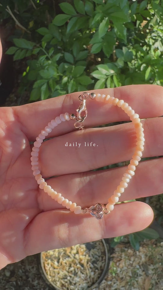 Dok Rak Crown Flower Pink Opal Bracelet – Rose Gold-Plated Silver