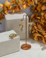 Purple Wreath Flower Earrings | Natural Amethyst, Kyanite & Aquamarine by Hinkik Jewelry