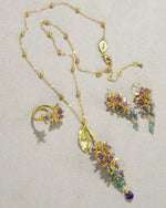 Purple Wreath Flower Necklace | Natural Amethyst, Kyanite & Aquamarine by Hinkik Jewelry