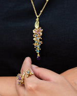 Purple Wreath Flower Necklace | Natural Amethyst, Kyanite & Aquamarine by Hinkik Jewelry