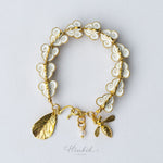 Ruk Flower Bracelet – White Italian Enamel on Polished Brass