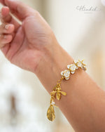 Ruk Flower Bracelet – White Italian Enamel on Polished Brass