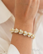 Ruk Flower Bracelet – White Italian Enamel on Polished Brass