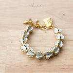 Ruk Flower Bracelet – White Italian Enamel on Polished Brass