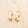 Single Jasmine Flower Hook Earrings with White Enamel