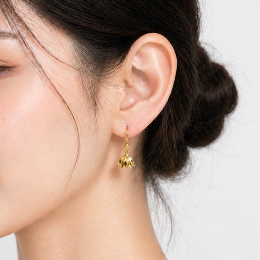 Single Pikul Flower (Spanish Cherry) Earrings – 18K Gold Color (Nickel Free) ✨