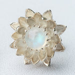 Blooming Lotus Necklace – Sterling Silver 925 with Moonstone / Aquamarine