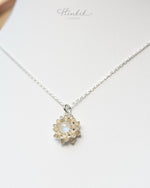 Blooming Lotus Necklace – Sterling Silver 925 with Moonstone / Aquamarine