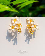 Orange Jasmine Bouquet Earrings | 18K Gold Plated Enamel Studs