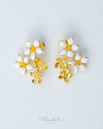 Orange Jasmine Bouquet Earrings | 18K Gold Plated Enamel Studs