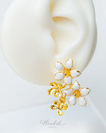 Orange Jasmine Bouquet Earrings | 18K Gold Plated Enamel Studs