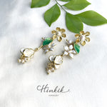 Dok Rak & Orange Blossom Earrings | White Enamel & Real Pearl Handmade Jewelry