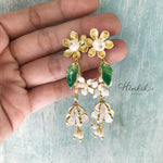 Dok Rak & Orange Blossom Earrings | White Enamel & Real Pearl Handmade Jewelry