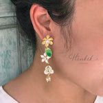 Dok Rak & Orange Blossom Earrings | White Enamel & Real Pearl Handmade Jewelry