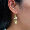Thai Style Crown Flower Chandelier Earrings with Freshwater Pearls