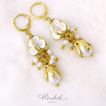 Thai Style Crown Flower Chandelier Earrings with Freshwater Pearls